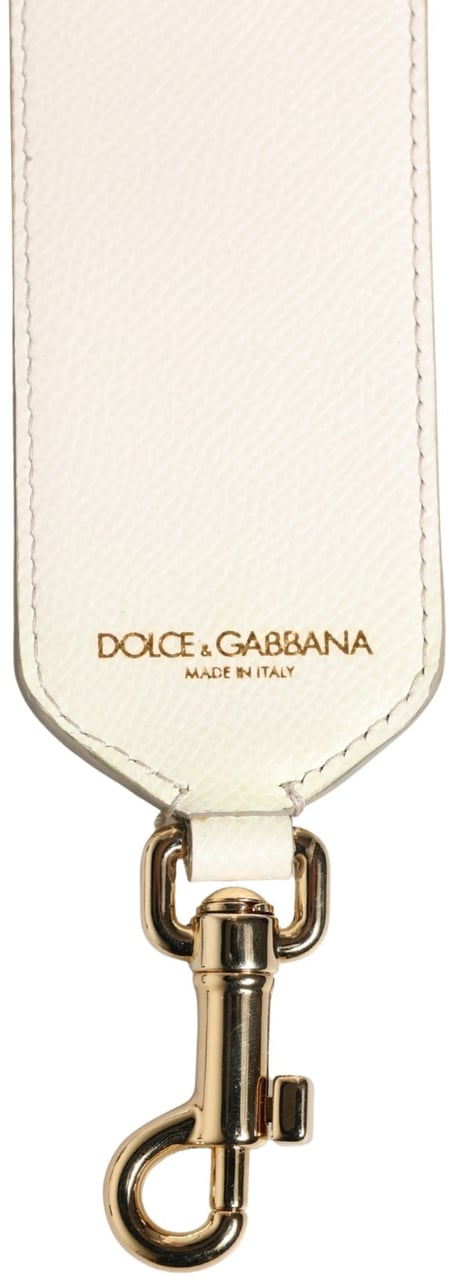 Dolce & Gabbana White Blue Floral Leather Stud Accessory Shoulder Strap Wit