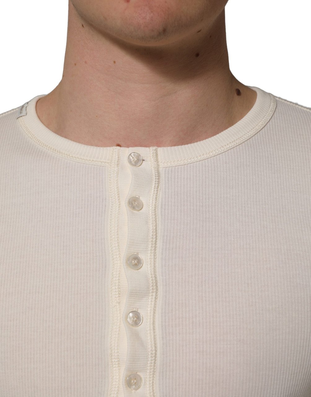 Dolce & Gabbana White Long Sleeves Henley Pullover Sweater Zwart