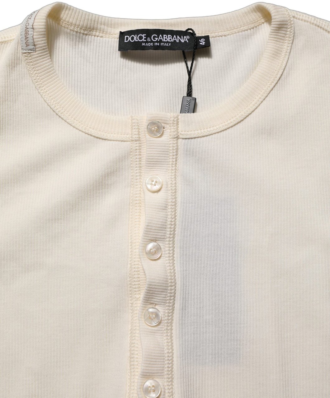 Dolce & Gabbana White Long Sleeves Henley Pullover Sweater Zwart