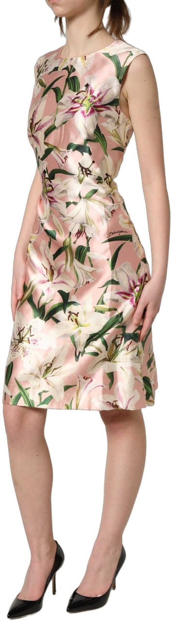 Dolce & Gabbana Light Pink LilyPrint Sleeveless Sheath Dress Roze
