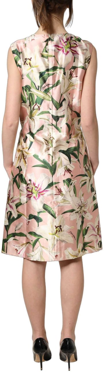 Dolce & Gabbana Light Pink LilyPrint Sleeveless Sheath Dress Roze