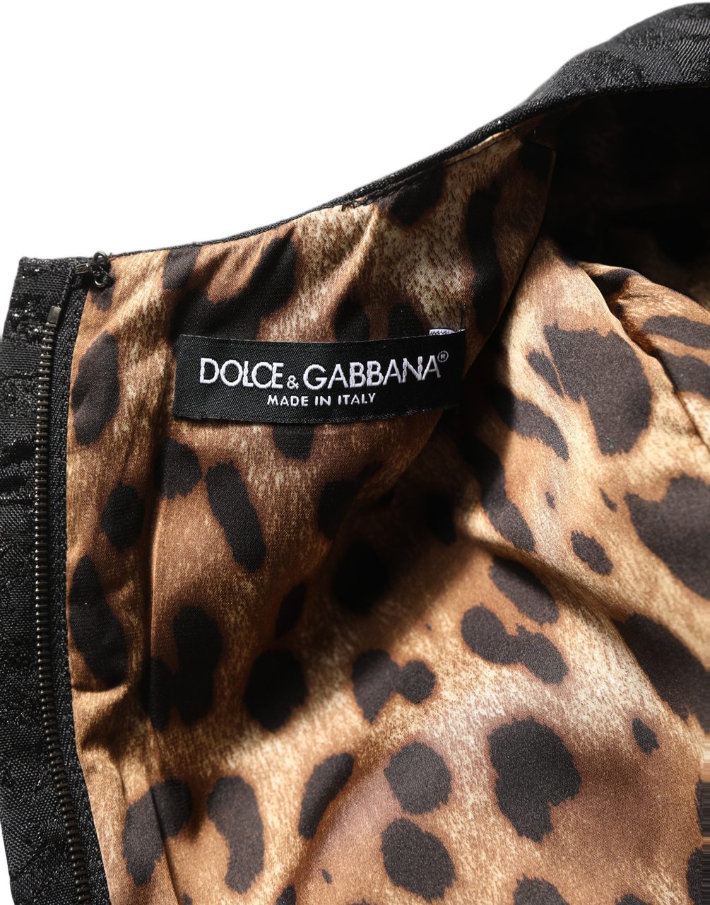 Dolce & Gabbana Black Floral Jacquard Flared A-line Dress Zwart