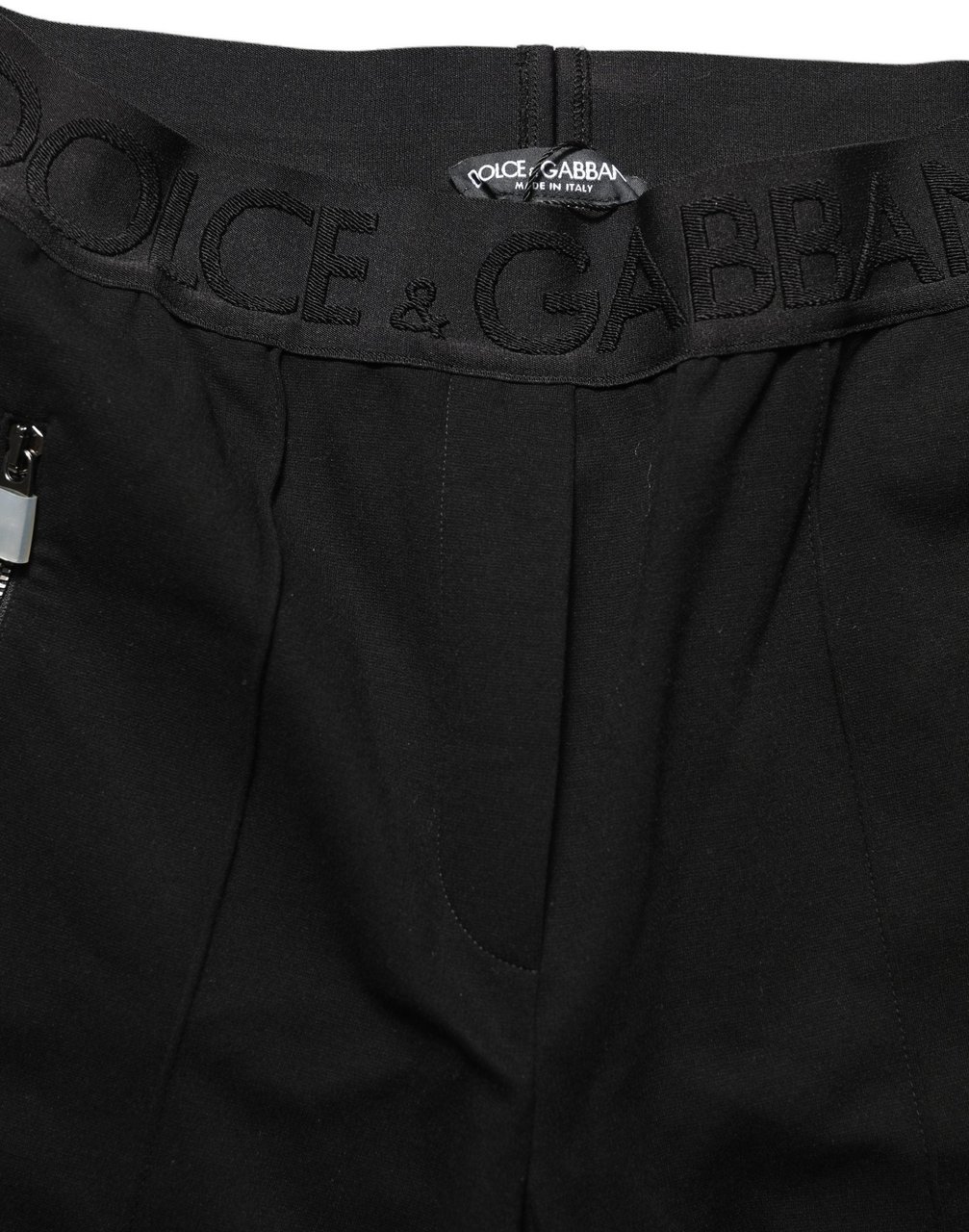 Dolce & Gabbana Black Viscose Mid Waist Skinny Trouser Pants Zwart