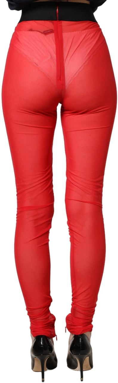 Dolce & Gabbana Red Nylon Stretch Slim Legging Trouser Pants Rood