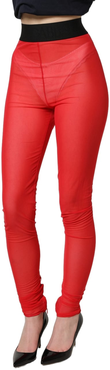Dolce & Gabbana Red Nylon Stretch Slim Legging Trouser Pants Rood