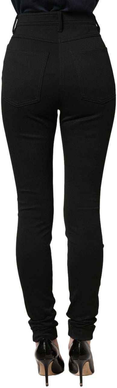 Dolce & Gabbana Black Nylon Stretch Skinny High Waist Pants Zwart