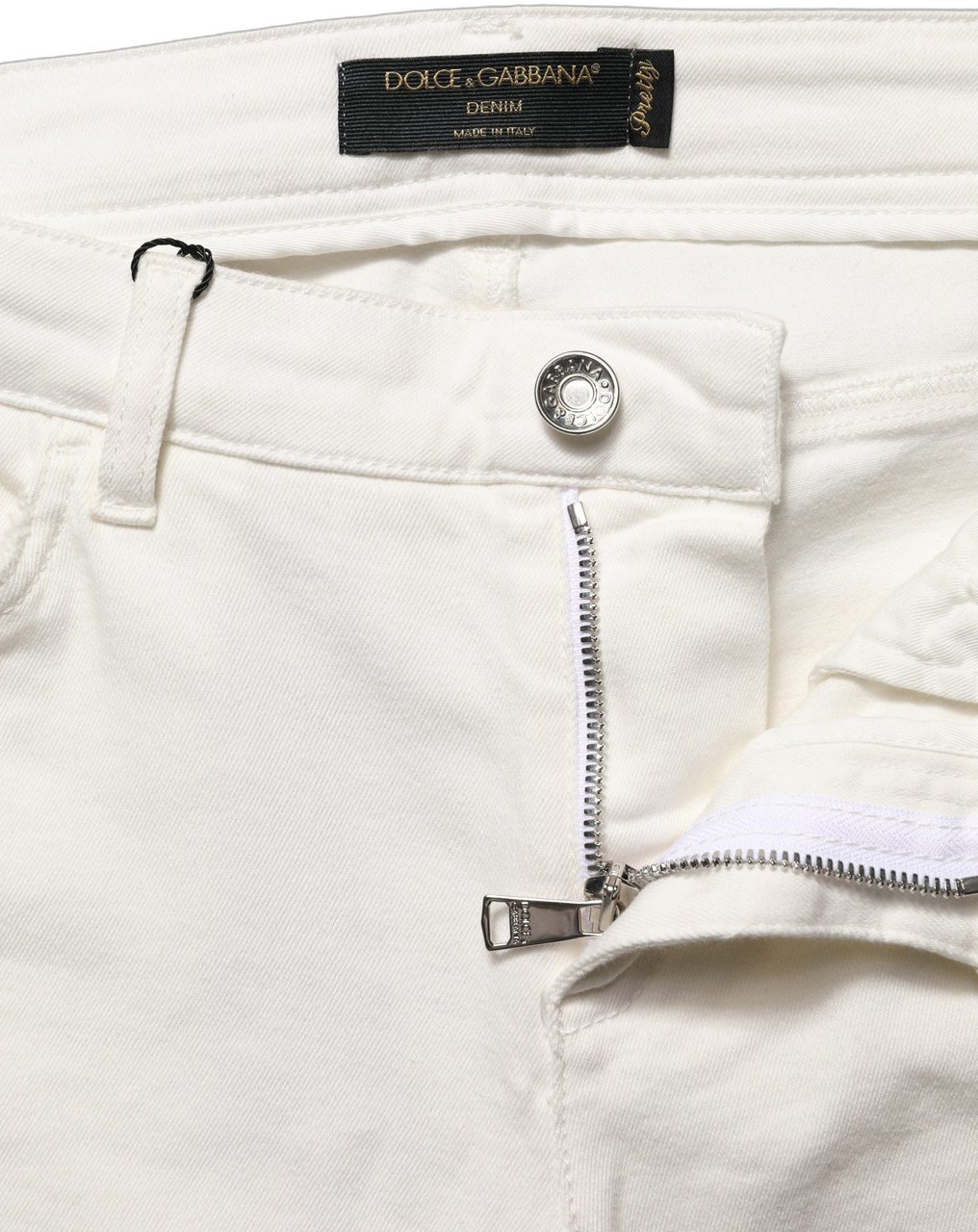 Dolce & Gabbana White Tattered Skinny Cotton Denim Jeans Wit
