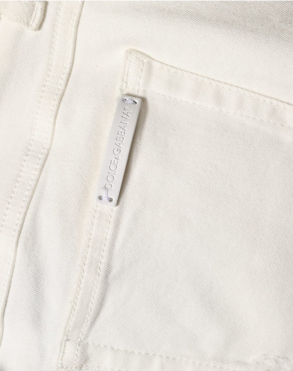 Dolce & Gabbana White Tattered Skinny Cotton Denim Jeans Wit