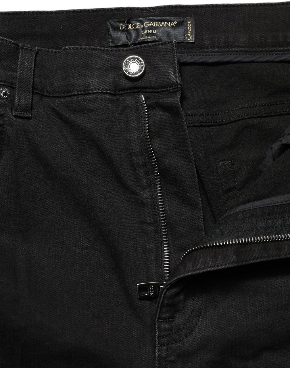 Dolce & Gabbana Black Skinny Cotton High Waist Denim Jeans Zwart