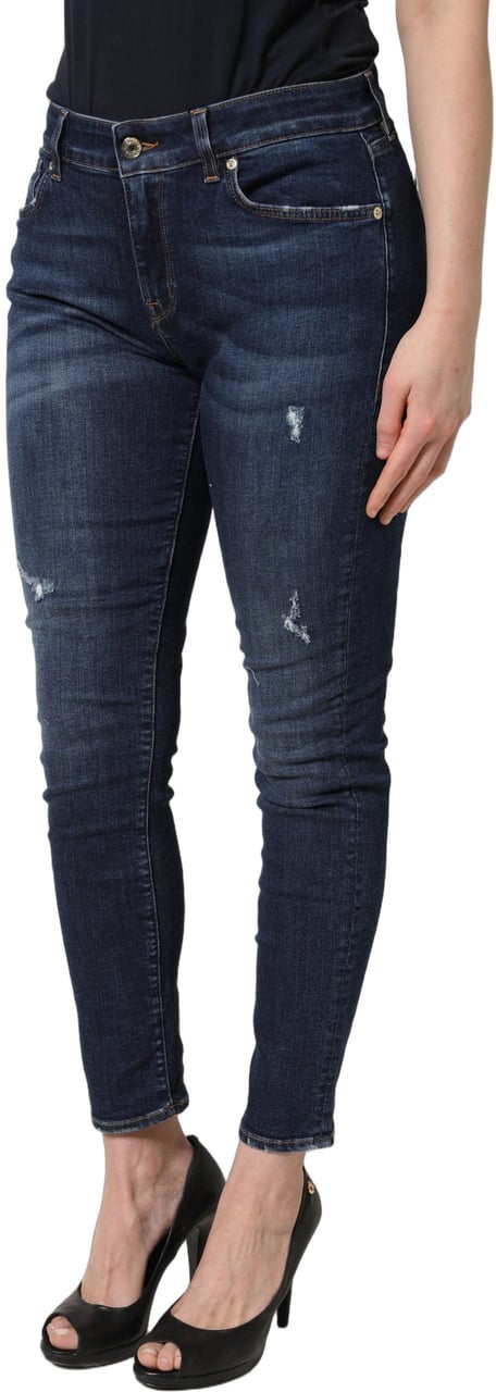 Dolce & Gabbana Blue Distressed Skinny Cotton Denim Jeans Blauw