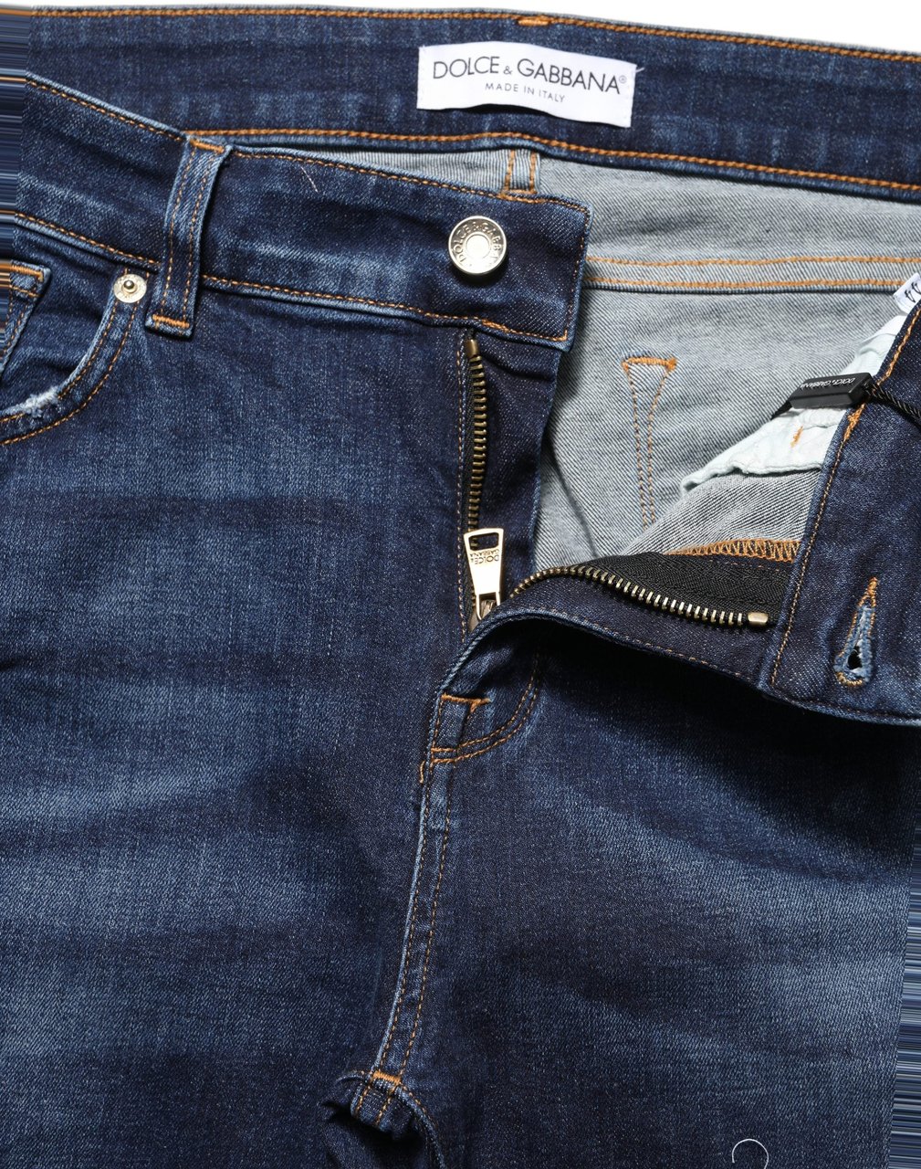 Dolce & Gabbana Blue Distressed Skinny Cotton Denim Jeans Blauw