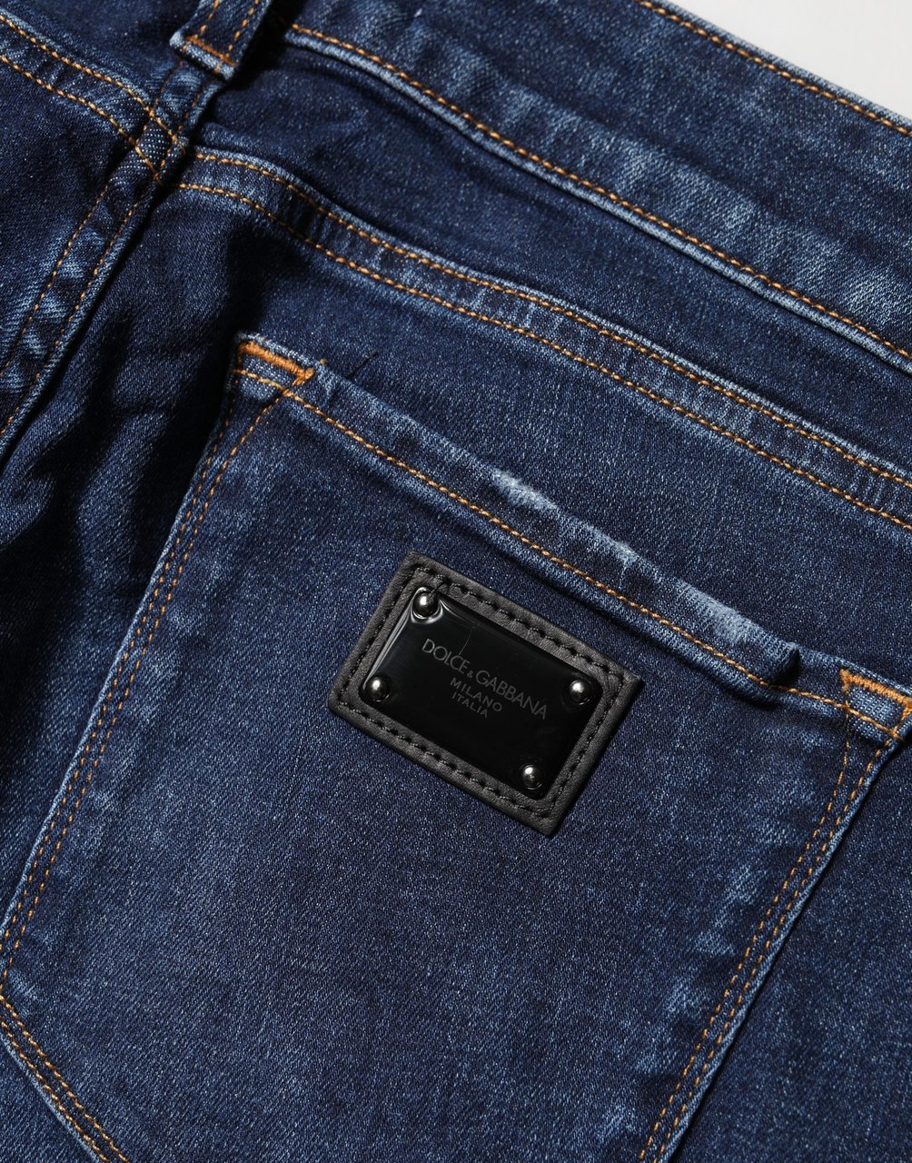 Dolce & Gabbana Blue Distressed Skinny Cotton Denim Jeans Blauw