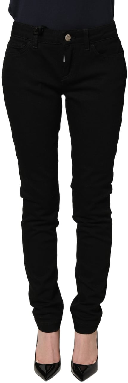 Dolce & Gabbana Black Queen Embroidery PRETTY Denim Jeans Zwart