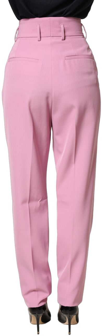 Dolce & Gabbana Pink High Waisted Polyester Trouser Pants Roze