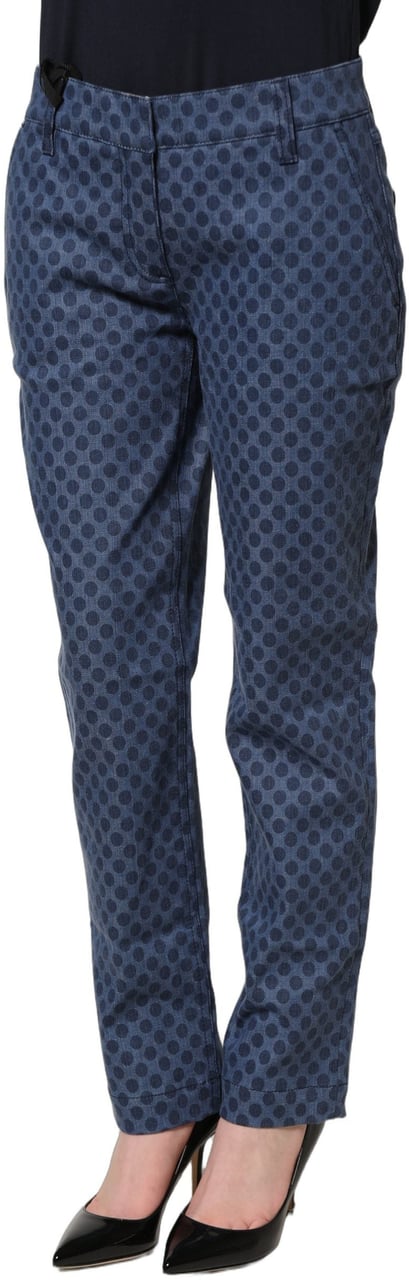 Dolce & Gabbana Blue Polka Dotted Slim Fit Capri Denim Jeans Blauw