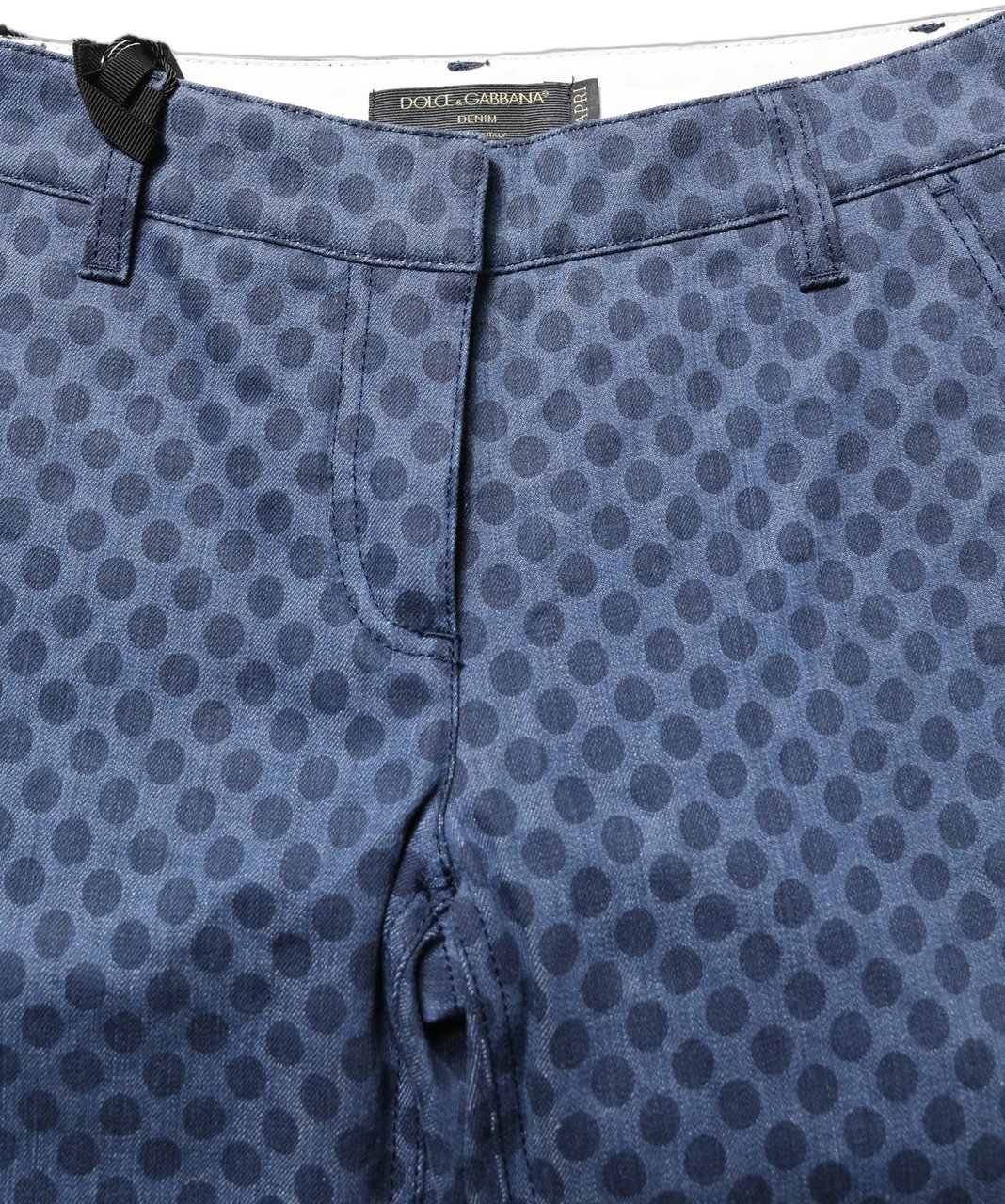 Dolce & Gabbana Blue Polka Dotted Slim Fit Capri Denim Jeans Blauw