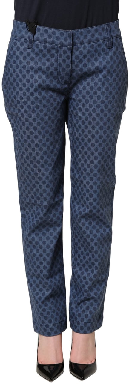 Dolce & Gabbana Blue Polka Dotted Slim Fit Capri Denim Jeans Blauw