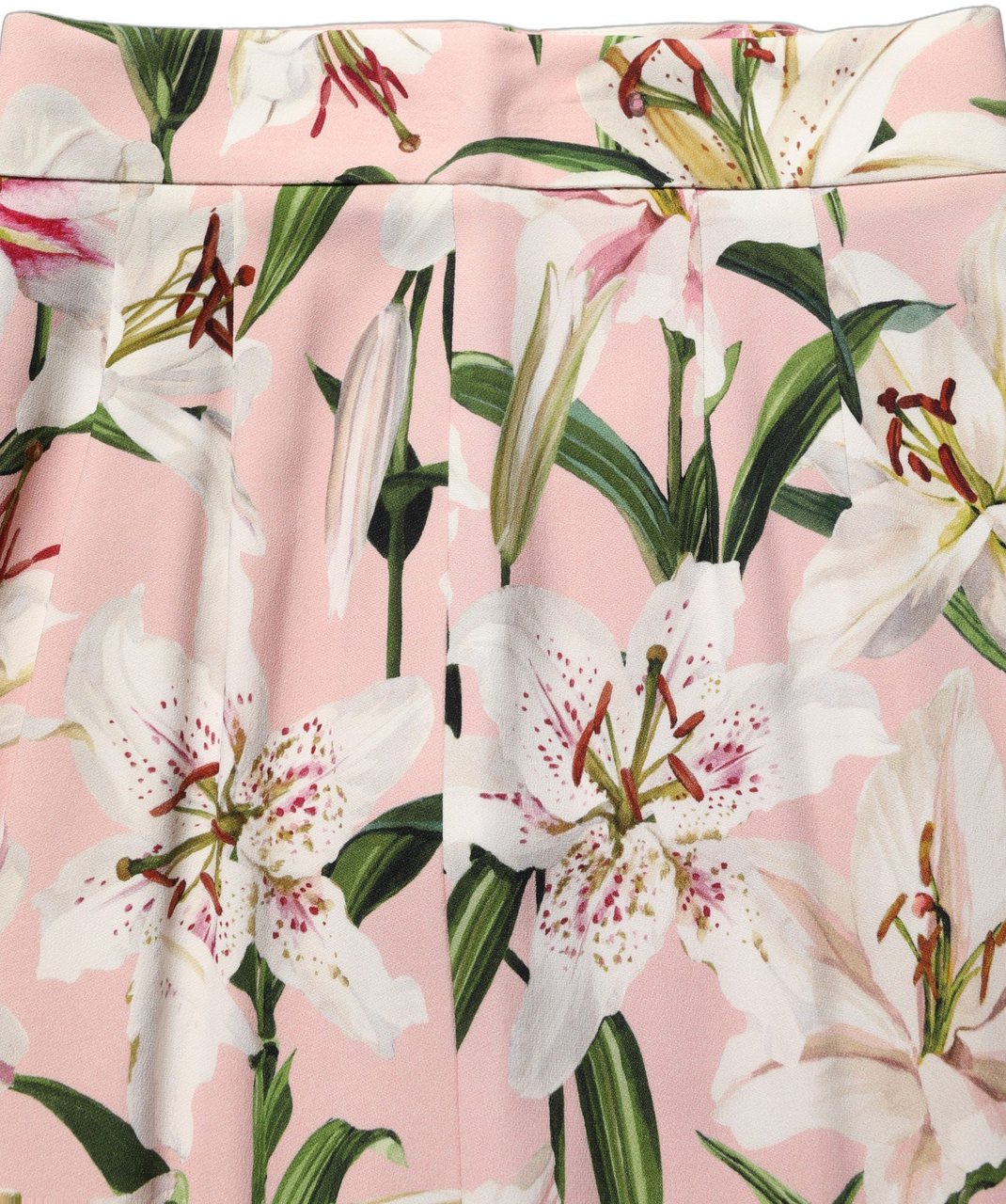Dolce & Gabbana Pink Lilium Print High Waist Pencil Skirt Roze