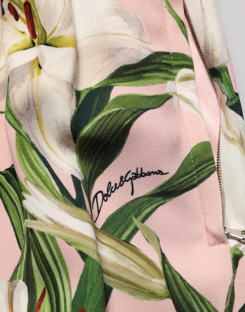 Dolce & Gabbana Pink Lilium Print High Waist Pencil Skirt Roze