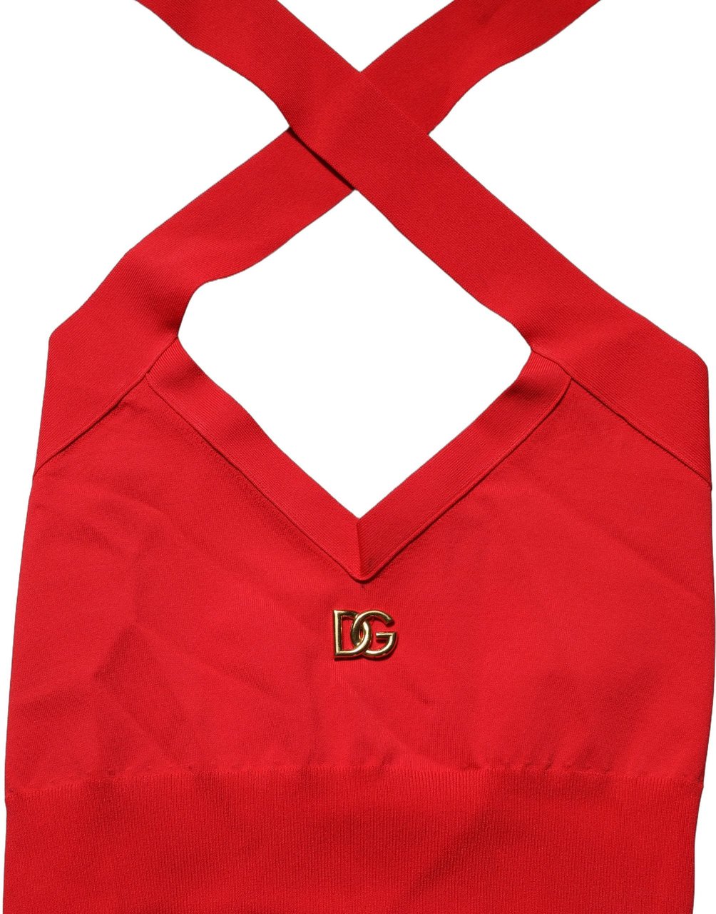 Dolce & Gabbana Red Viscose Sleeveless Halter Crop Tank Top Rood