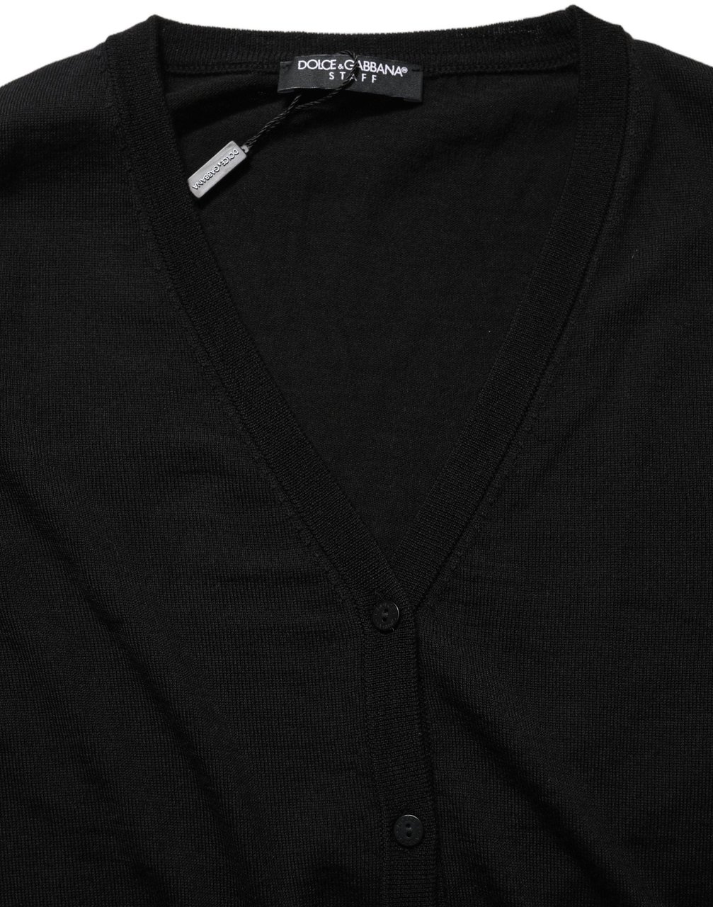 Dolce & Gabbana Black Wool Knit Button Cardigan Sweater Zwart
