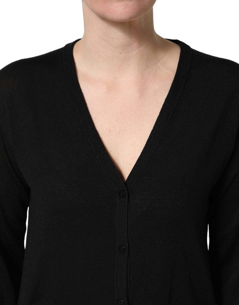 Dolce & Gabbana Black Wool Knit Button Cardigan Sweater Zwart