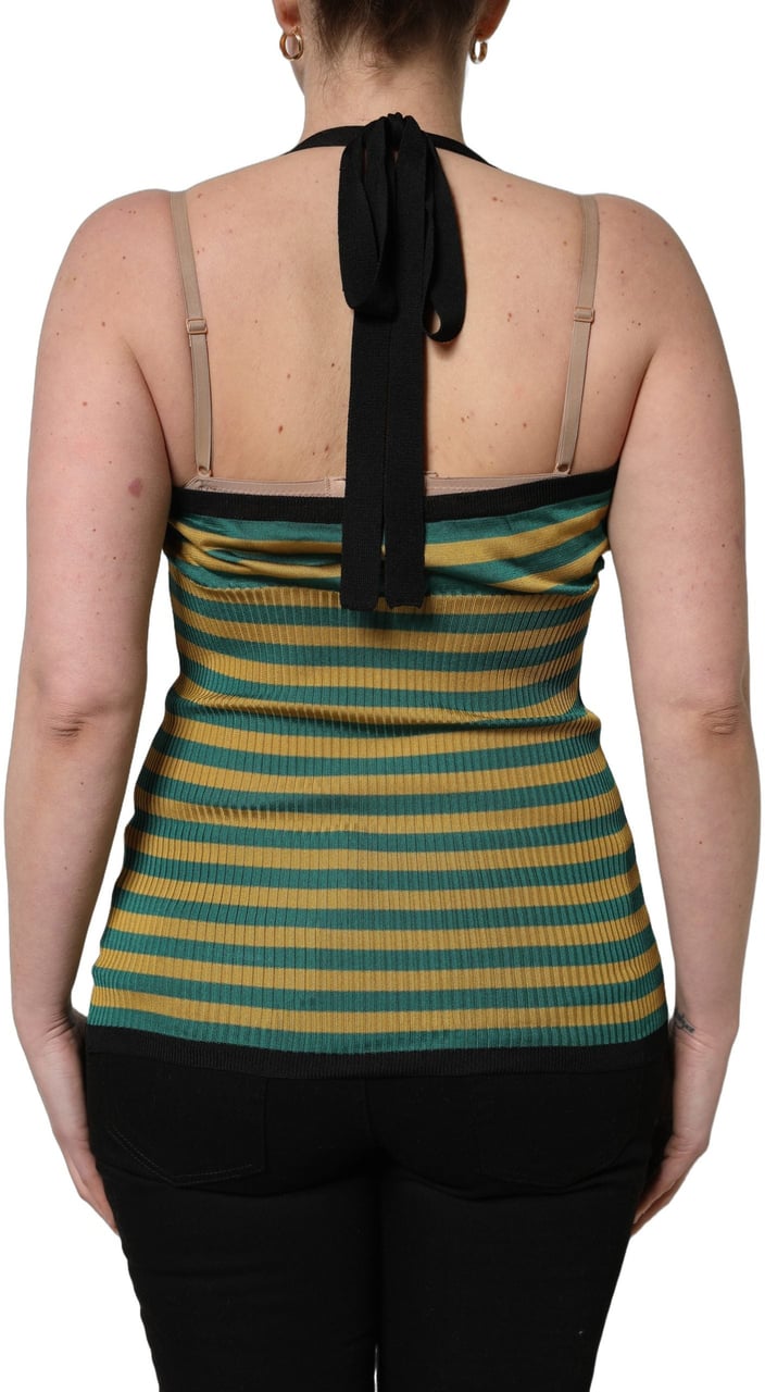 Dolce & Gabbana Multicolor Stripes Wool Knit Halter Tank Top Divers