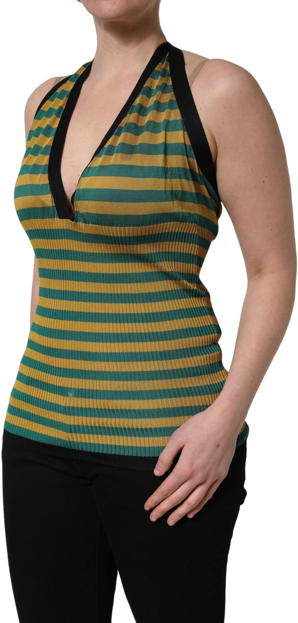 Dolce & Gabbana Multicolor Stripes Wool Knit Halter Tank Top Divers