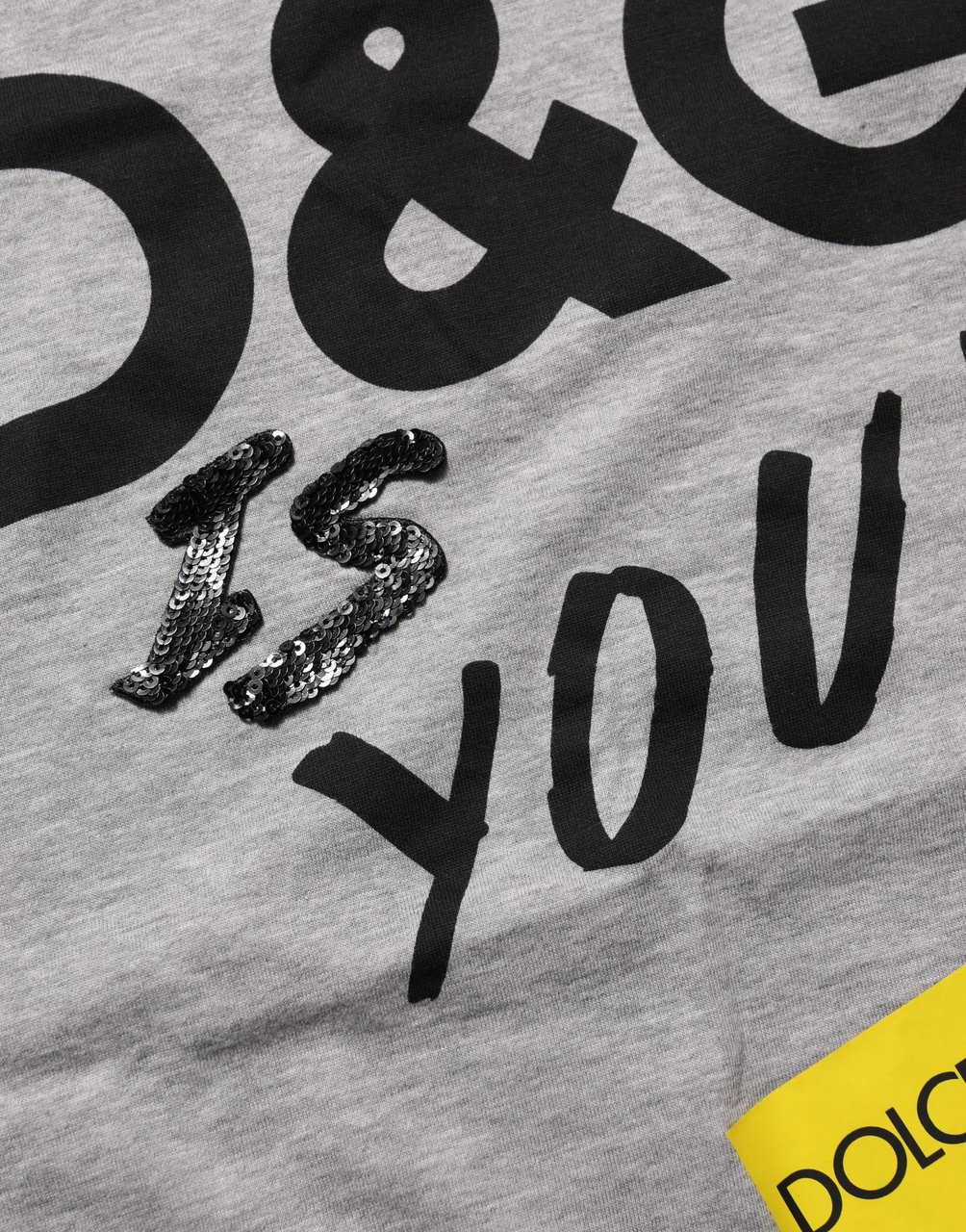 Dolce & Gabbana Gray Cotton Logo Printed Crew Neck T-shirt Grijs