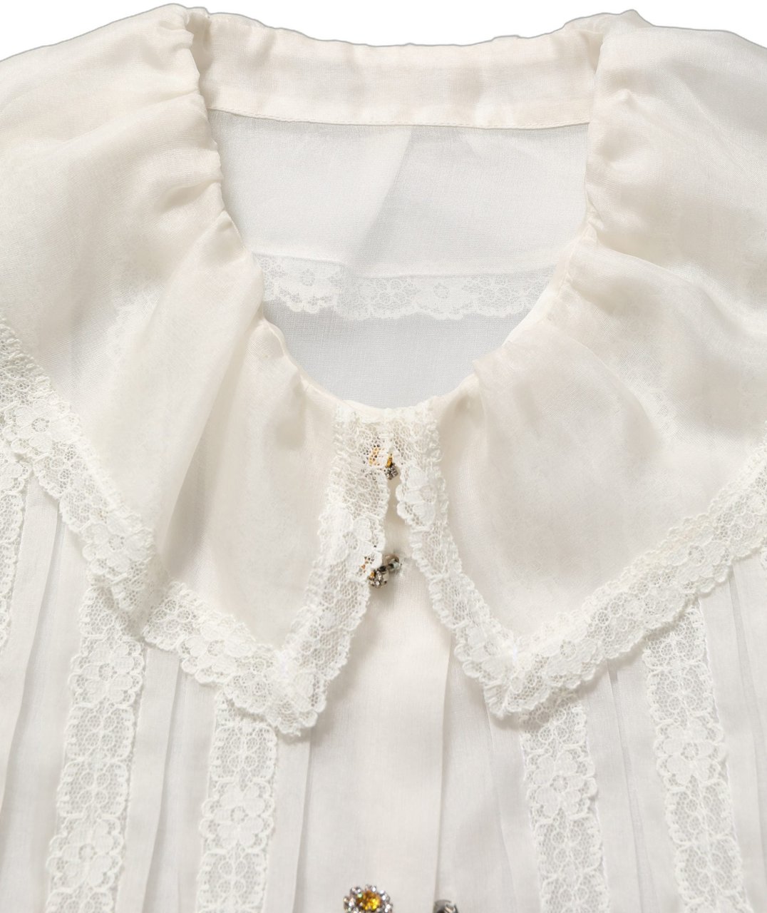 Dolce & Gabbana White Ruffled Sheer Silk Buttoned Blouse Top Wit