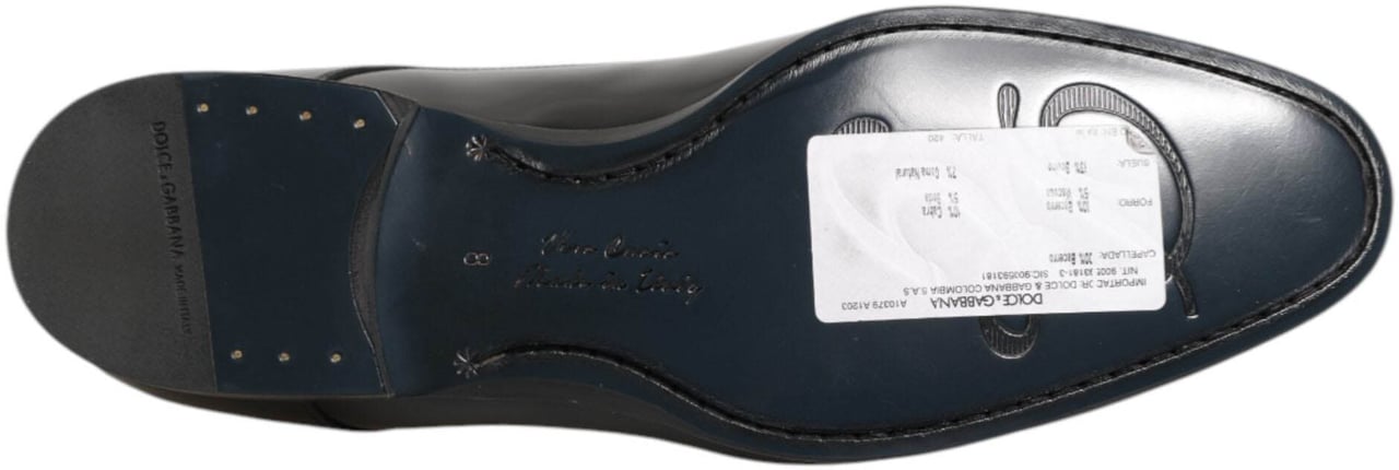 Dolce & Gabbana Black Calfskin Leather Derby Men Dress Shoes Zwart