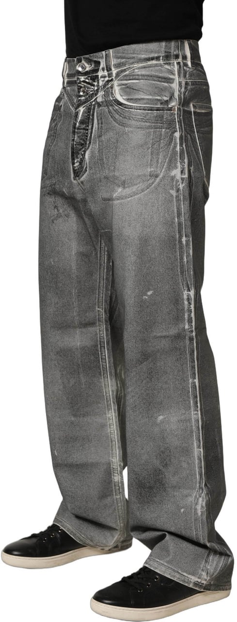Dolce & Gabbana Grey Washed Mid Waist Straight Denim Jeans Grijs