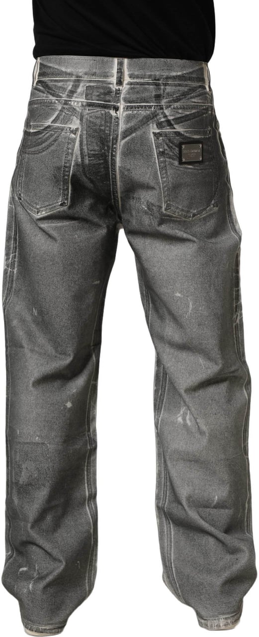 Dolce & Gabbana Grey Washed Mid Waist Straight Denim Jeans Grijs