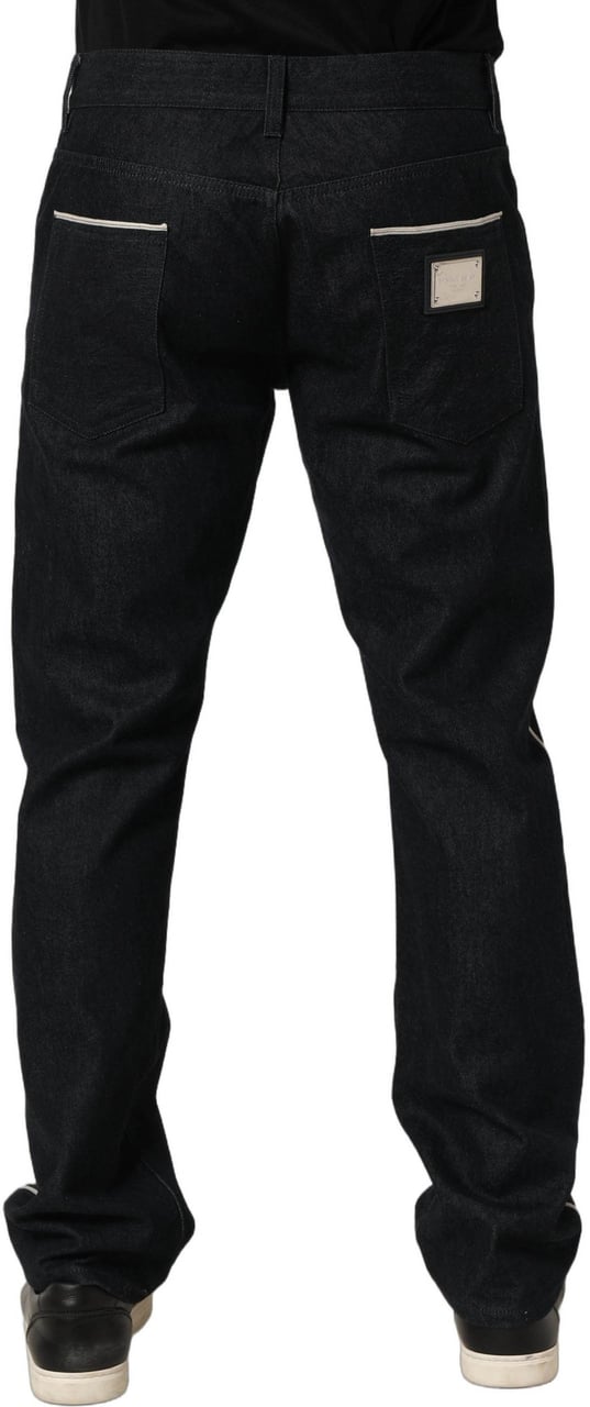 Dolce & Gabbana Black Cotton Mid Waist Classic Men Denim Jeans Zwart