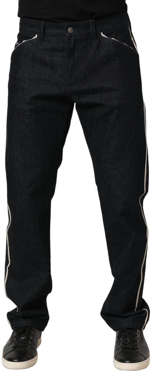 Dolce & Gabbana Black Cotton Mid Waist Classic Men Denim Jeans Zwart