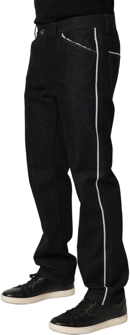 Dolce & Gabbana Black Cotton Mid Waist Classic Men Denim Jeans Zwart
