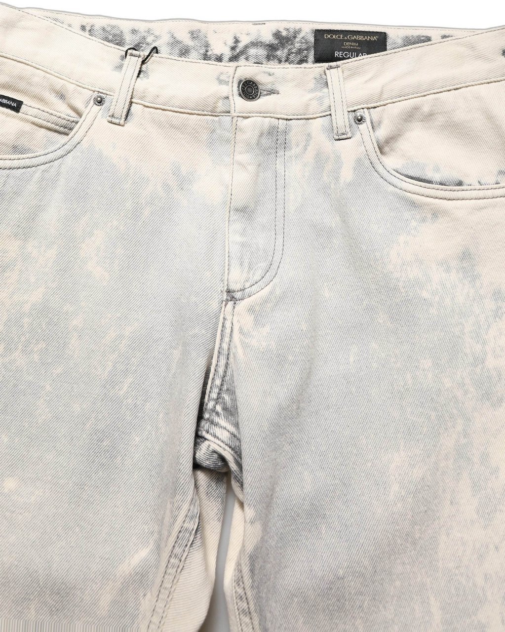 Dolce & Gabbana Beige Tie Dye Cotton Straight Men Denim Jeans Beige