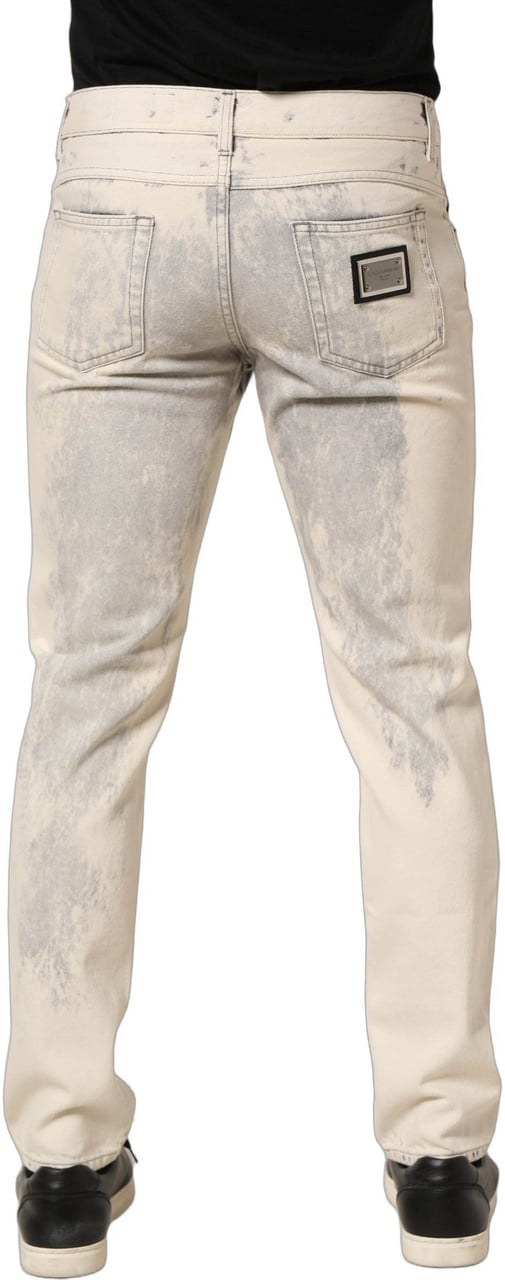 Dolce & Gabbana Beige Tie Dye Cotton Straight Men Denim Jeans Beige