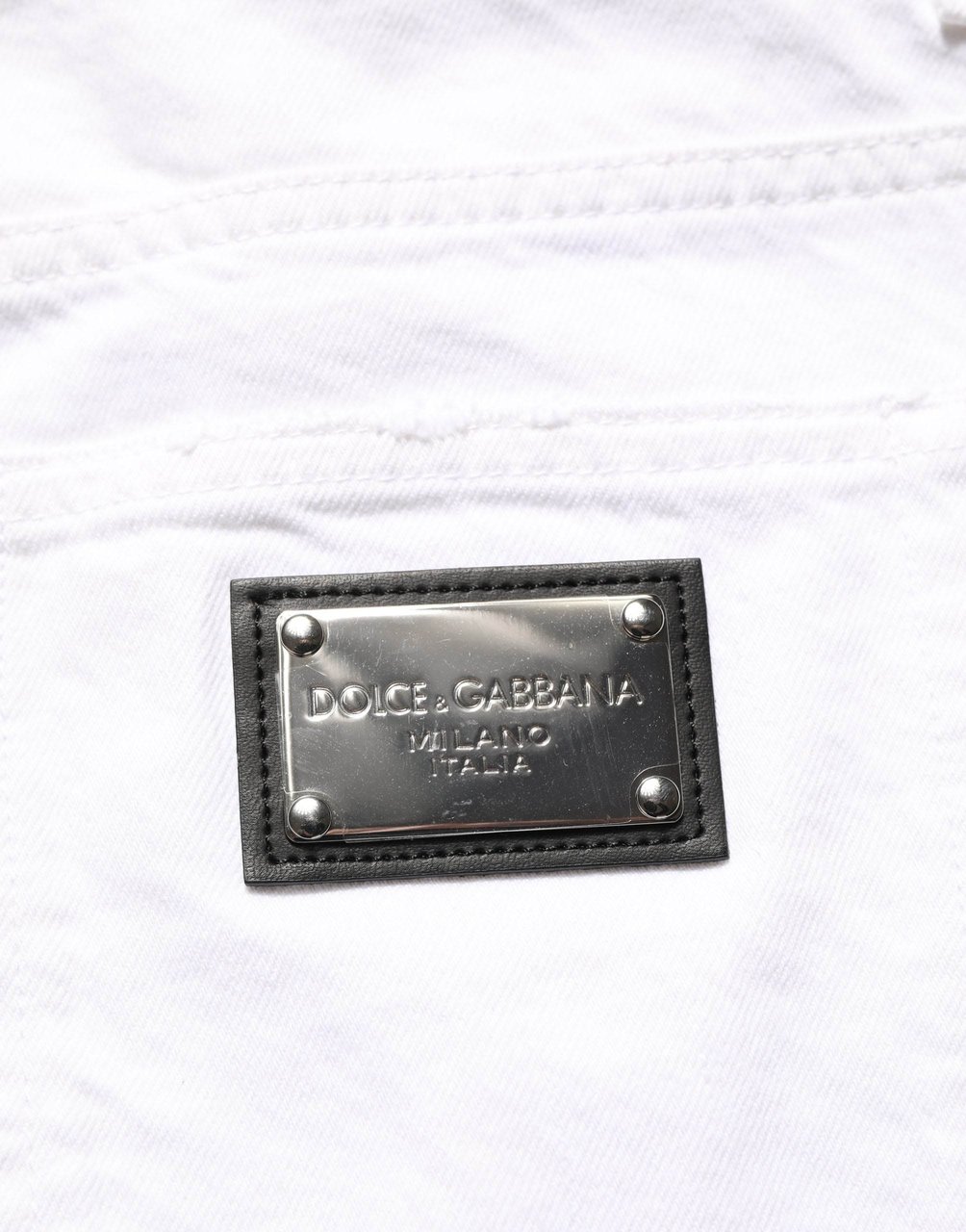Dolce & Gabbana White Cotton Ripped Slim Fit Men Denim Jeans Wit