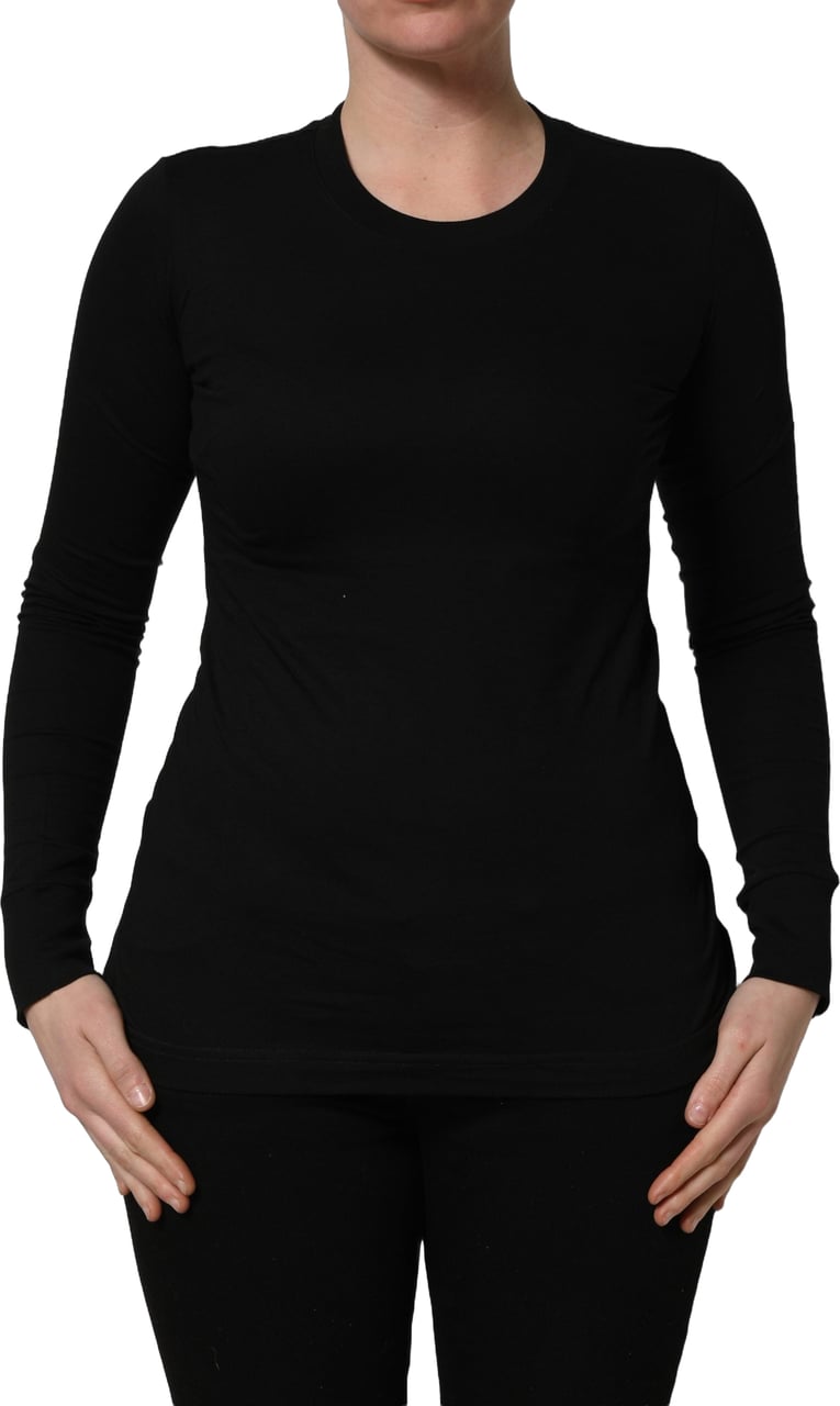 Dolce & Gabbana Black Long Sleeves Crew Neck Pullover Sweater Zwart