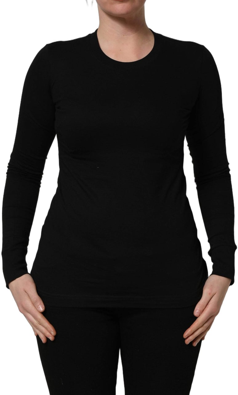 Dolce & Gabbana Black Long Sleeves Crew Neck Pullover Sweater Zwart