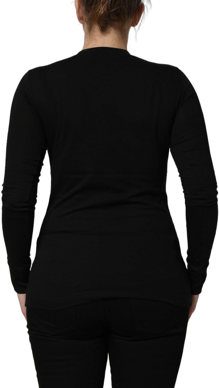 Dolce & Gabbana Black Long Sleeves Crew Neck Pullover Sweater Zwart
