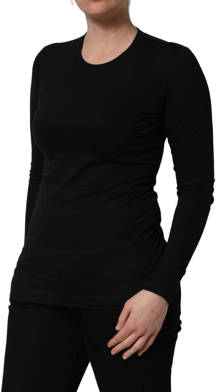 Dolce & Gabbana Black Long Sleeves Crew Neck Pullover Sweater Zwart