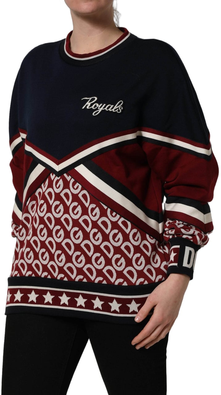 Dolce & Gabbana Blue Red Paneled 'Royals' Patch Sweatshirt Sweater Divers