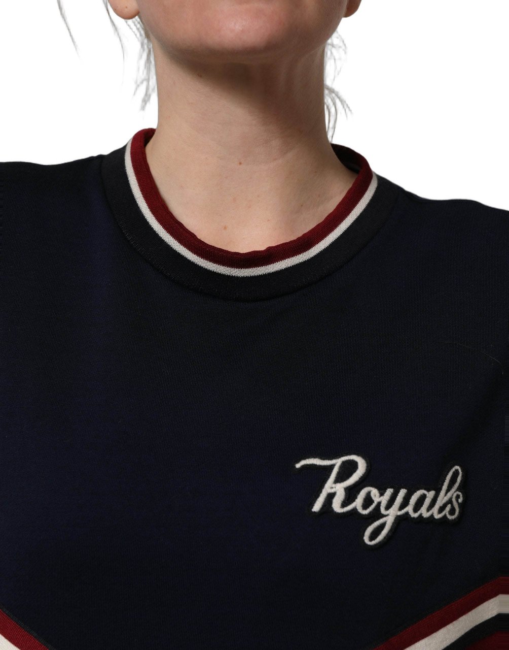 Dolce & Gabbana Blue Red Paneled 'Royals' Patch Sweatshirt Sweater Divers