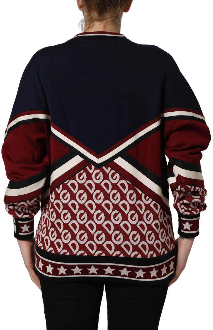 Dolce & Gabbana Blue Red Paneled 'Royals' Patch Sweatshirt Sweater Divers