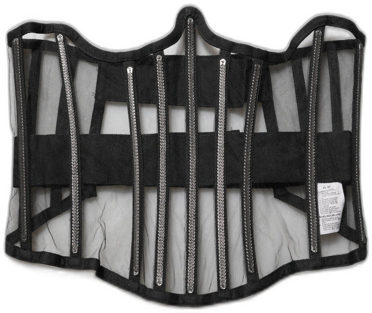 Dolce & Gabbana Black Sheer Tulle Bodysuit Cropped Corset Top Zwart