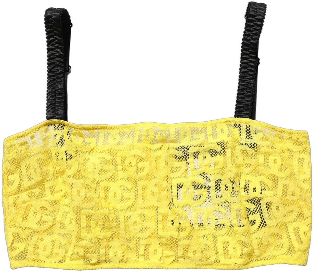 Dolce & Gabbana Yellow Cotton Crepe Chiffon Crop Bralette Top Geel