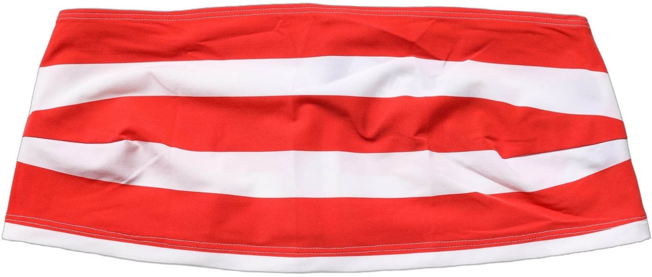Dolce & Gabbana White Red Nylon Striped Ribbed Tube Crop Top Divers