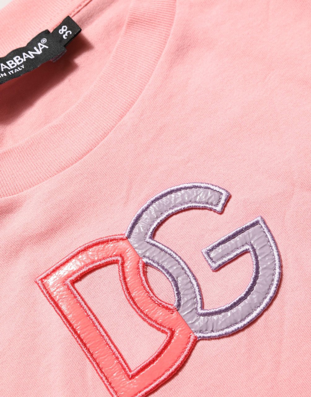 Dolce & Gabbana Pink Cotton DG Logo Round Neck Tank T-shirt Roze